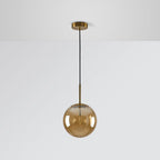 Embossed Glass Globe Pendant Light with Gold Frame