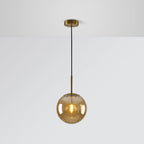 Embossed Glass Globe Pendant Light with Gold Frame