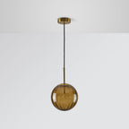Embossed Glass Globe Pendant Light with Gold Frame