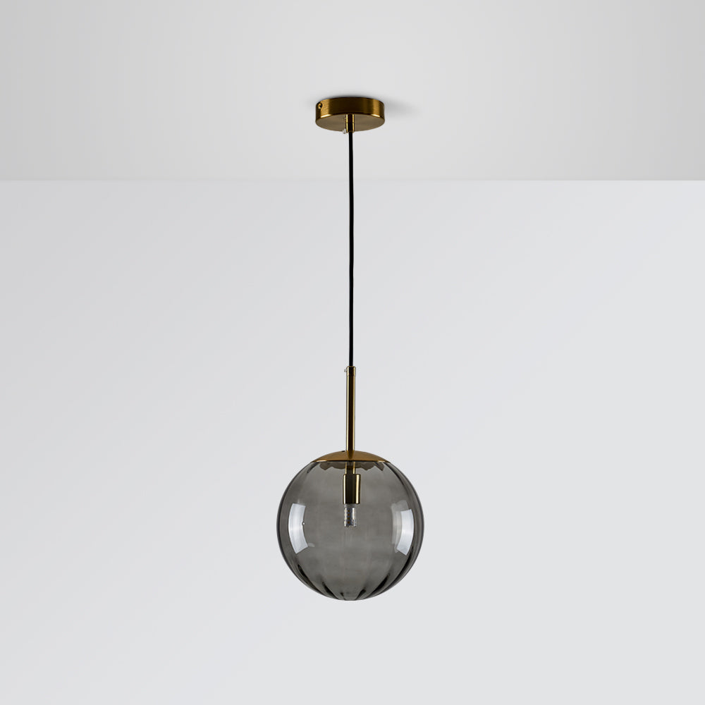 Embossed Glass Globe Pendant Light with Gold Frame