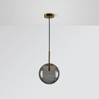 Embossed Glass Globe Pendant Light with Gold Frame