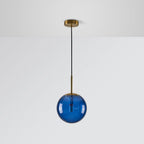Embossed Glass Globe Pendant Light with Gold Frame