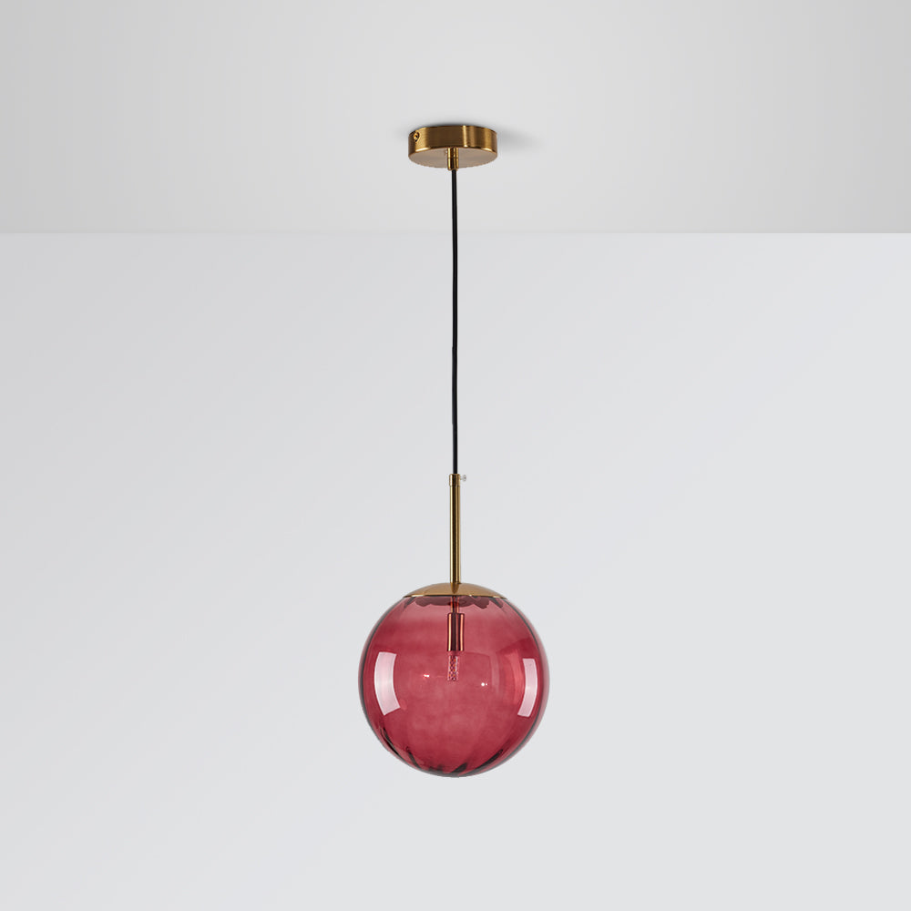 Embossed Glass Globe Pendant Light with Gold Frame