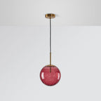 Embossed Glass Globe Pendant Light with Gold Frame