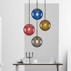 Embossed Glass Globe Pendant Light with Gold Frame