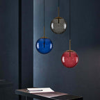 Embossed Glass Globe Pendant Light with Gold Frame