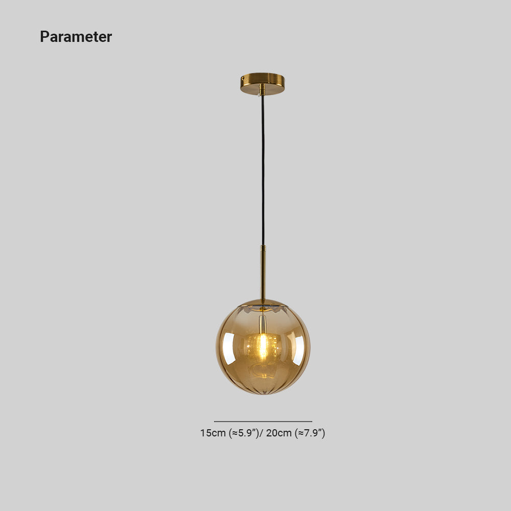 Embossed Glass Globe Pendant Light with Gold Frame