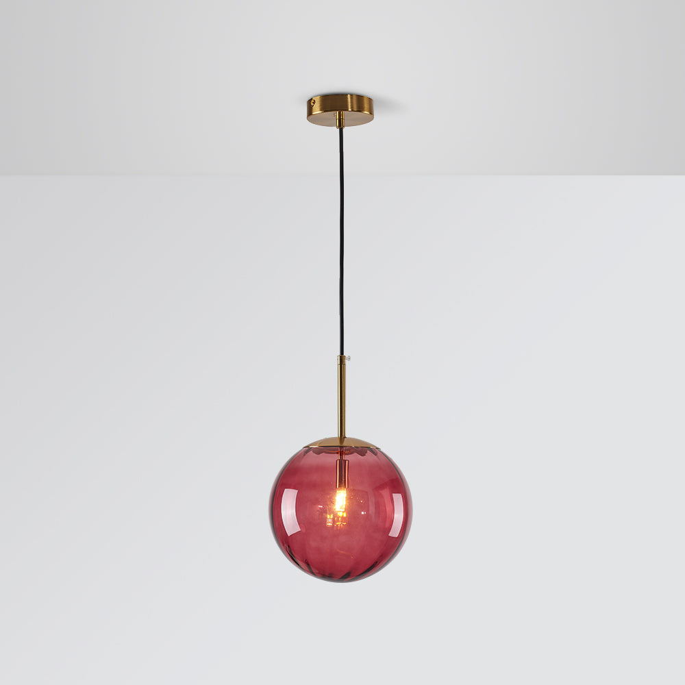 Embossed Glass Globe Pendant Light with Gold Frame