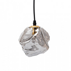 Rock-Shaped Glass Pendant Light in Amber or Smoke Grey