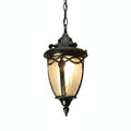 Retro Outdoor Chain Pendant Light with Ribbed Glass, IP44