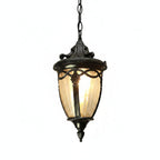 Retro Outdoor Chain Pendant Light with Ribbed Glass, IP44