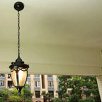 Retro Outdoor Chain Pendant Light with Ribbed Glass, IP44