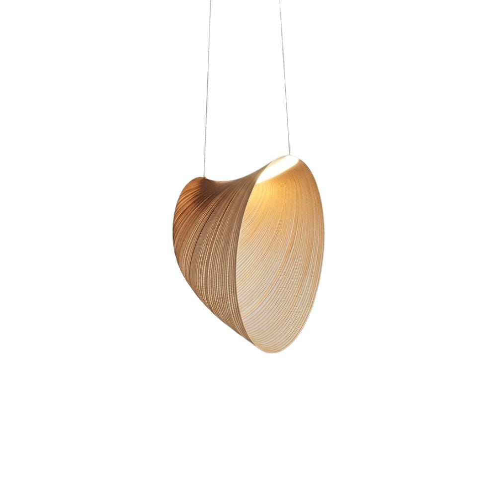 Organic Birch Wood Pendant Light with Hemp Fibre Shade