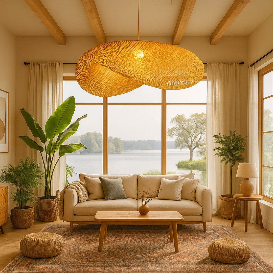 Woven Bamboo Boho Pendant Light, E27, 40 to 100 cm