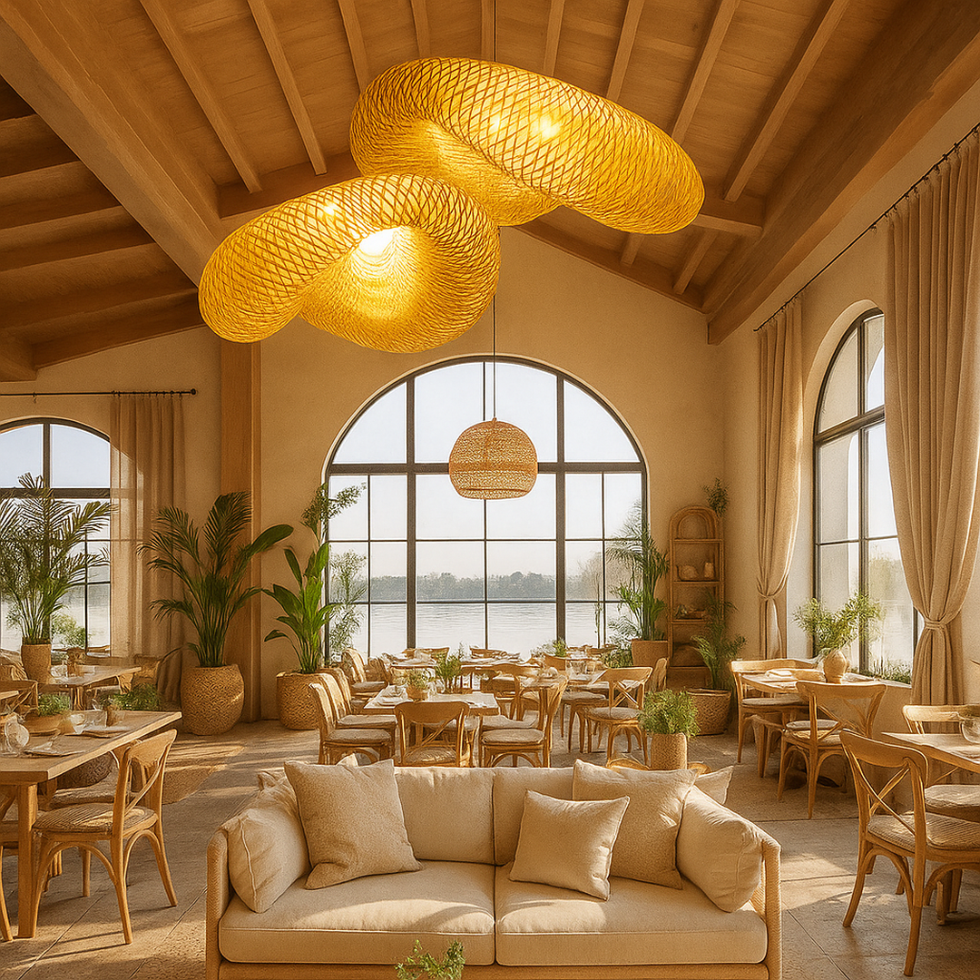 Woven Bamboo Boho Pendant Light, E27, 40 to 100 cm