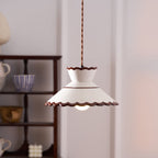 Retro Ceramic Pendant Light with Wavy Rim, E27