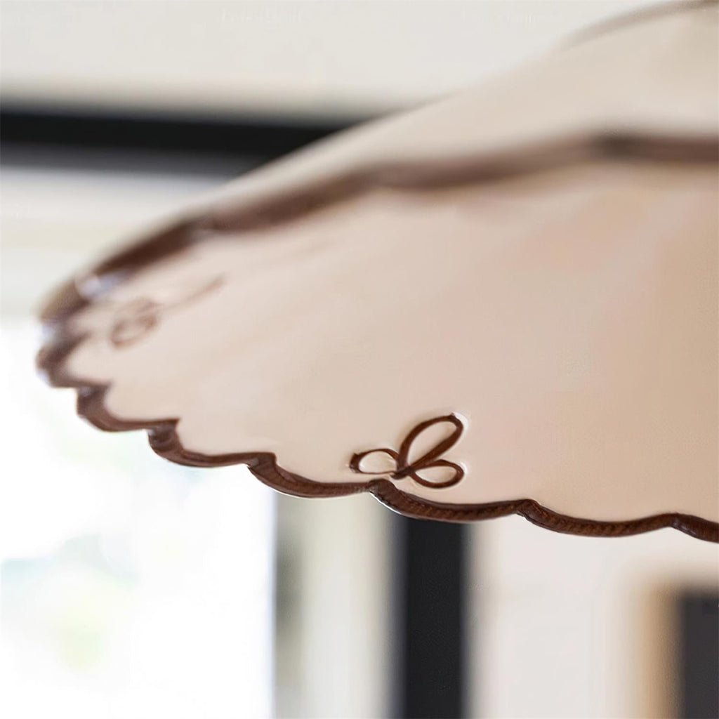 Retro Ceramic Pendant Light with Wavy Rim, E27