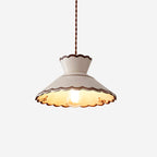 Retro Ceramic Pendant Light with Wavy Rim, E27
