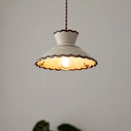 Retro Ceramic Pendant Light with Wavy Rim, E27