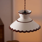 Retro Ceramic Pendant Light with Wavy Rim, E27