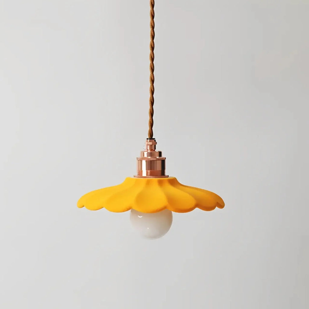 Retro Ceramic Petal Pendant Light, Brass or Rose Gold