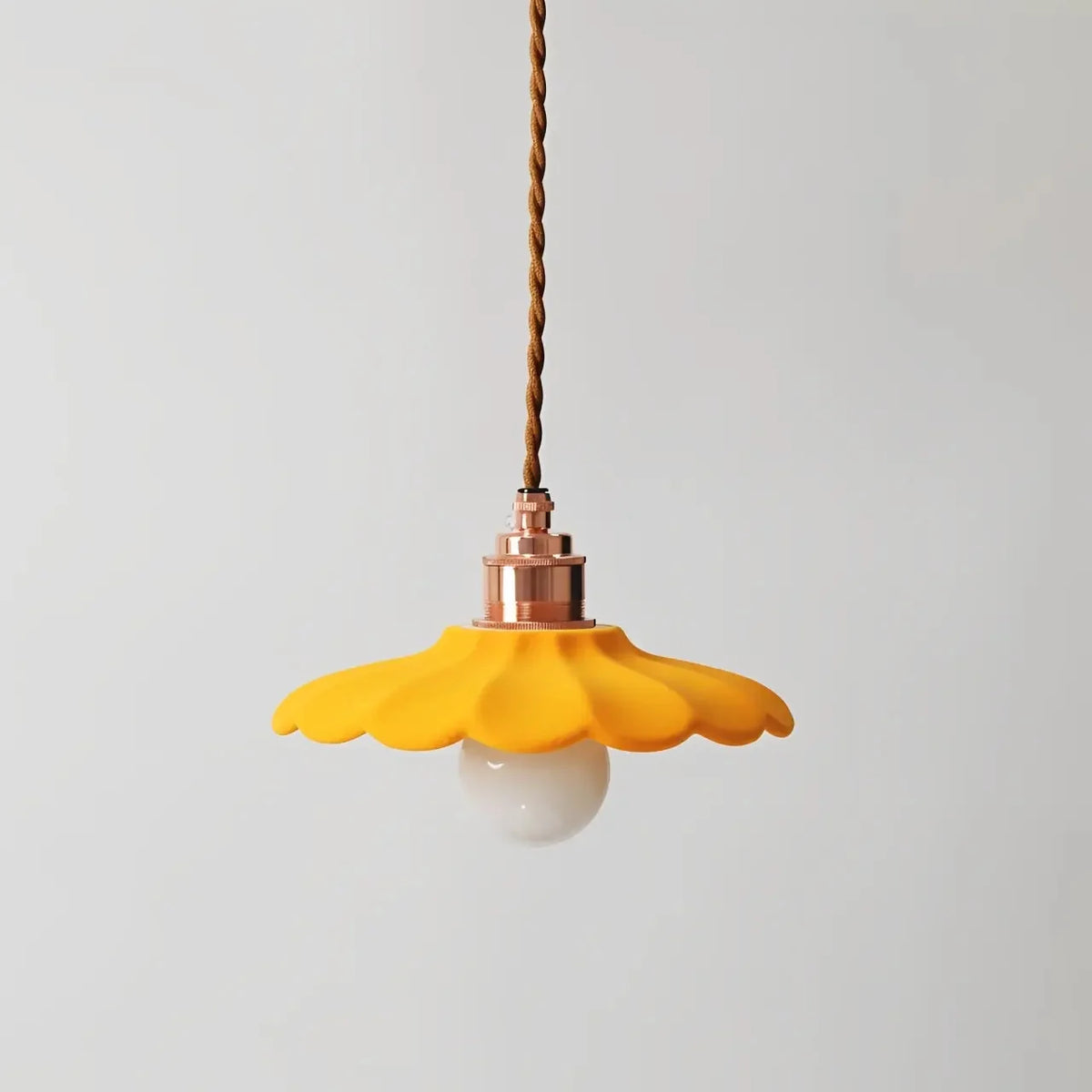 Retro Ceramic Petal Pendant Light, Brass or Rose Gold