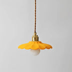 Retro Ceramic Petal Pendant Light, Brass or Rose Gold