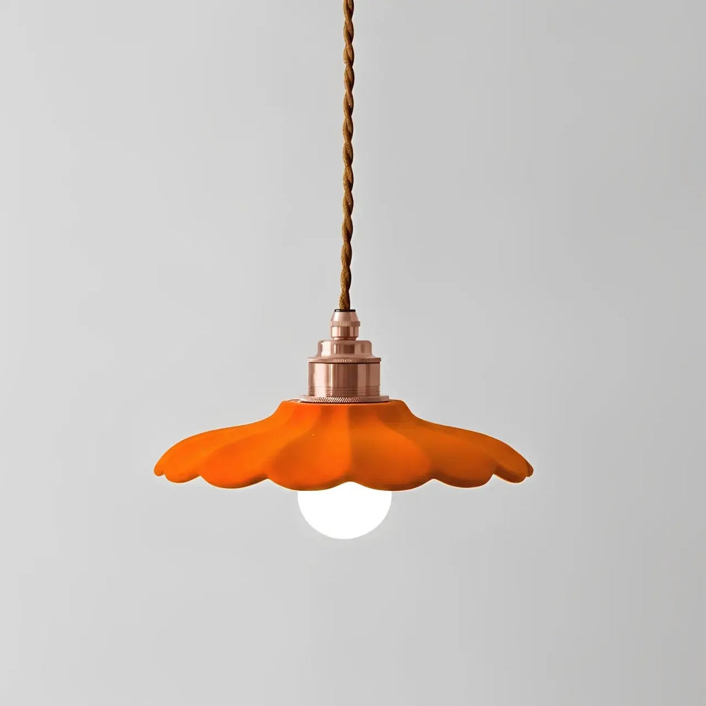 Retro Ceramic Petal Pendant Light, Brass or Rose Gold