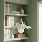 Retro Ceramic Petal Pendant Light, Brass or Rose Gold