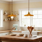 Retro Ceramic Petal Pendant Light, Brass or Rose Gold
