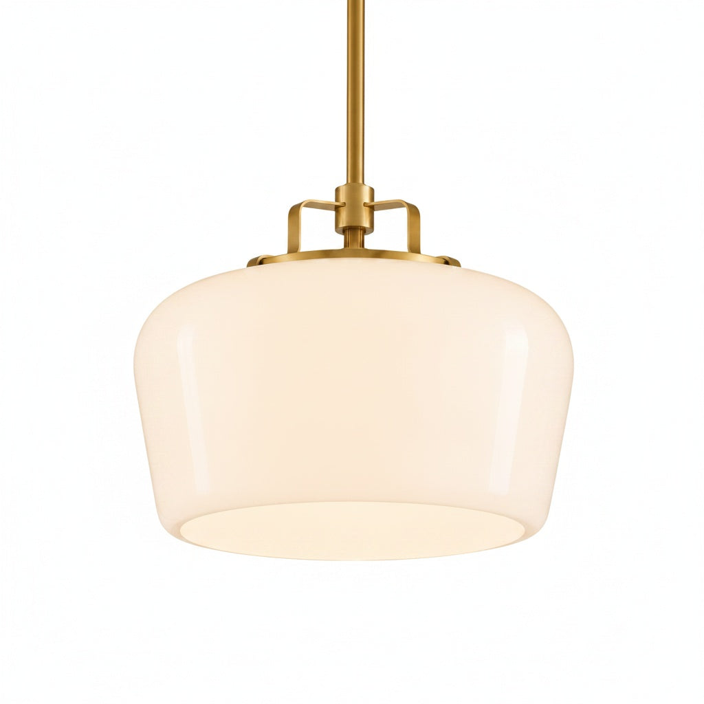 Retro 3-Light Pendant with Glass Shades, Brass-Finish Frame