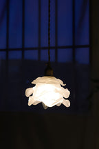 Retro Flower Glass Pendant Light with Polished Brass Fitting