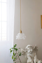 Retro Flower Glass Pendant Light with Polished Brass Fitting