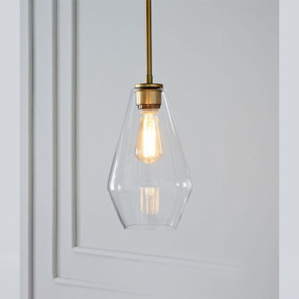 Retro Diamond Glass Pendant Light with Brass-Finish Fitting