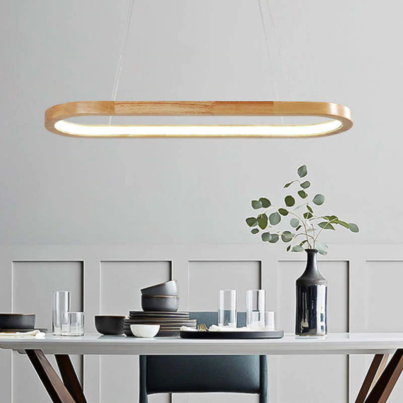 Scandi Oval Wood Pendant Light with Acrylic Diffuser