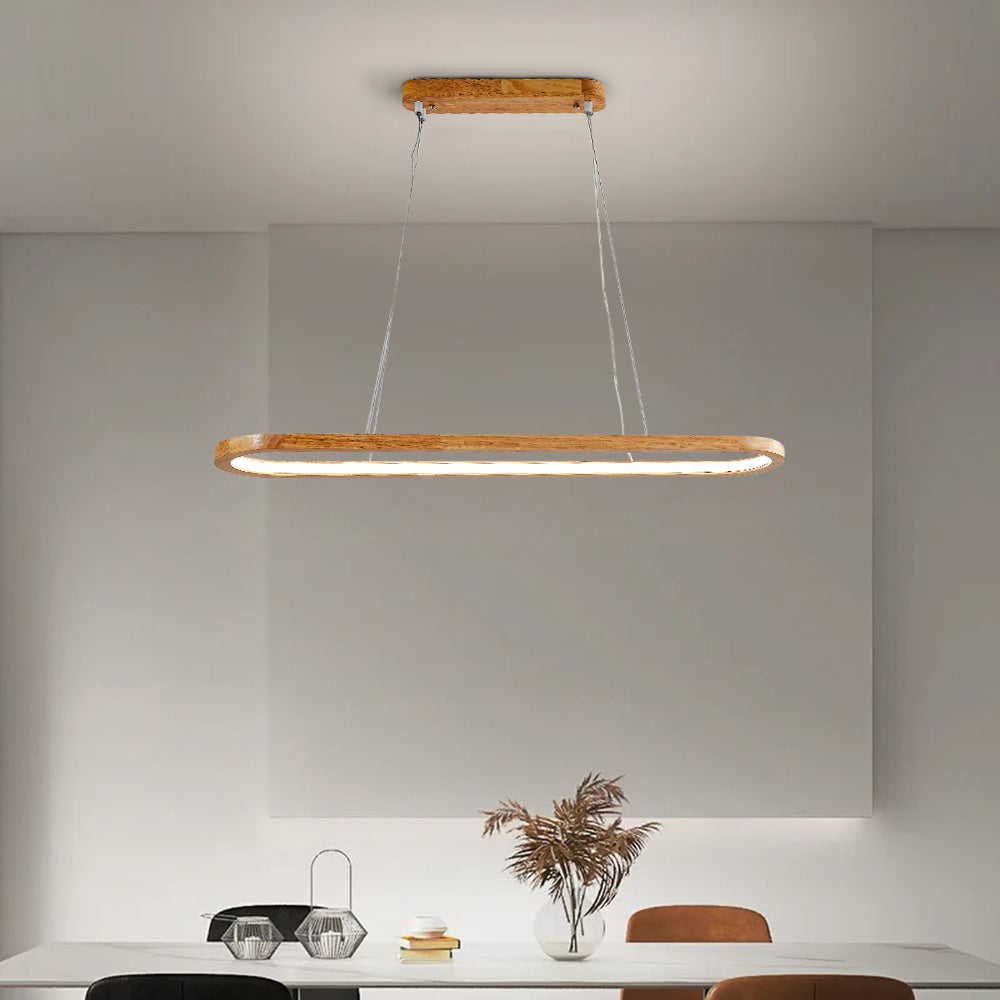 Scandi Oval Wood Pendant Light with Acrylic Diffuser