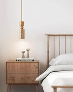 Scandi Travertine Pendant Light with Wood Detail