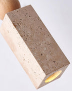 Scandi Travertine Pendant Light with Wood Detail