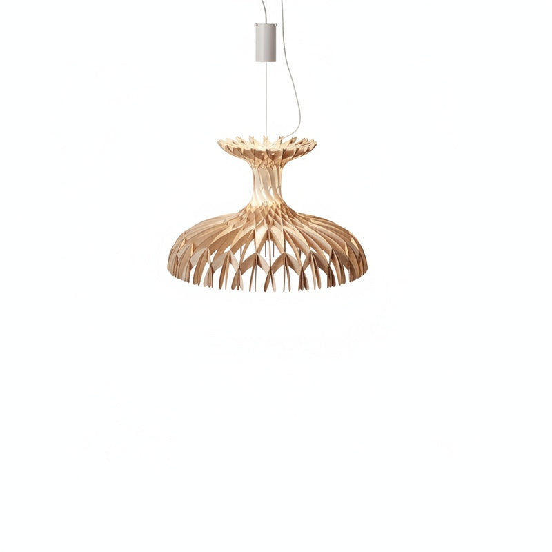 Scandi Wooden Slat Dome Pendant, 60 or 91 cm, Adjustable