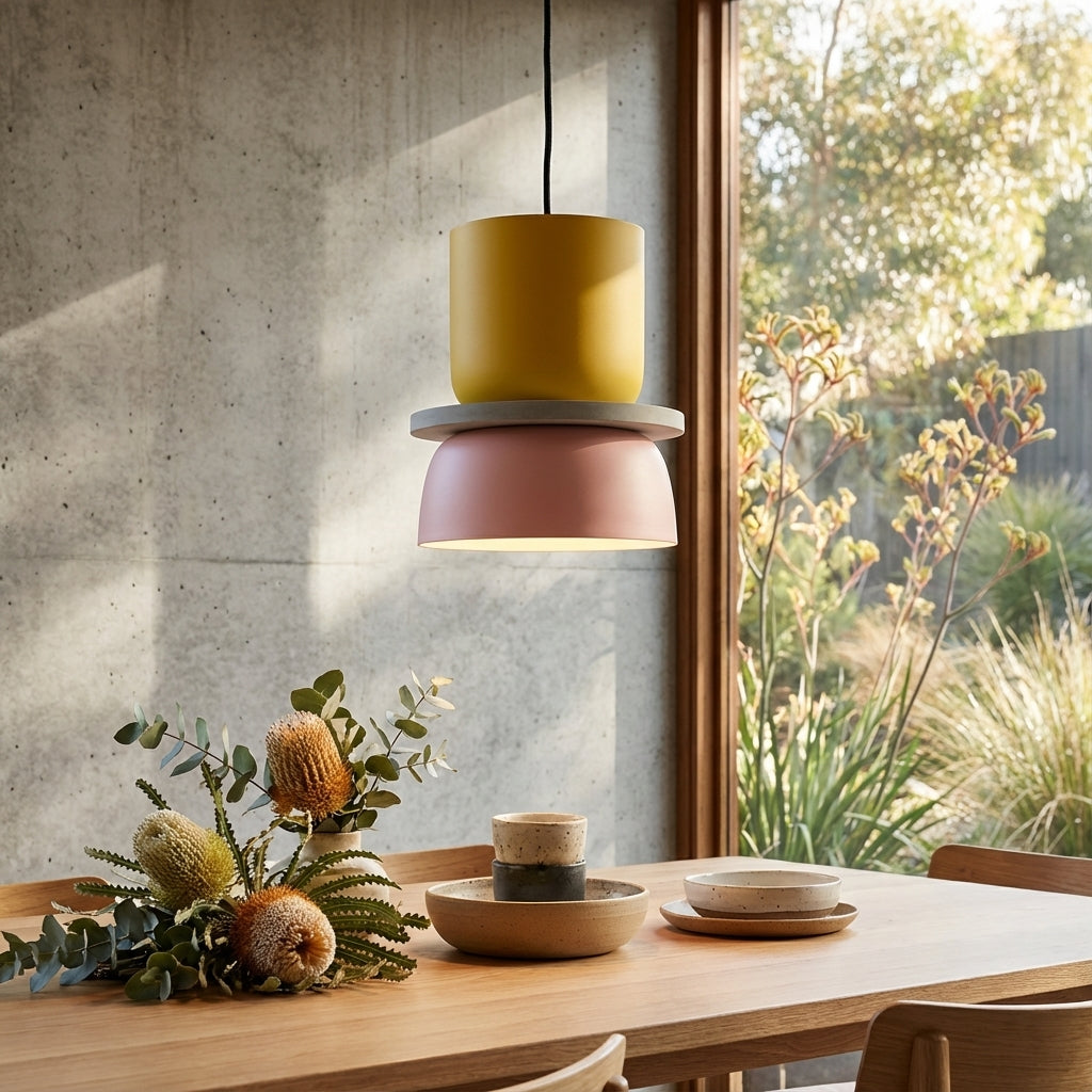 Macaron Two Tone Pendant Light with Layered Shade