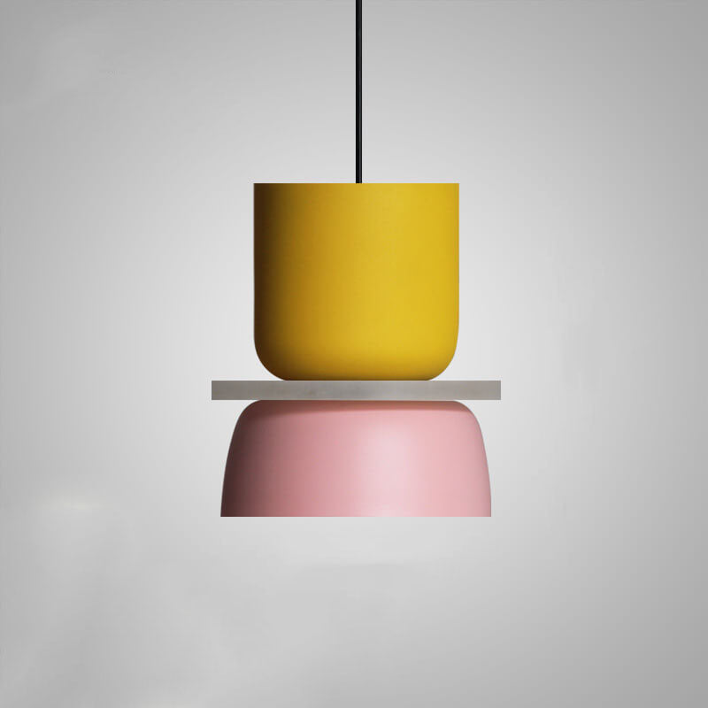 Macaron Two Tone Pendant Light with Layered Shade