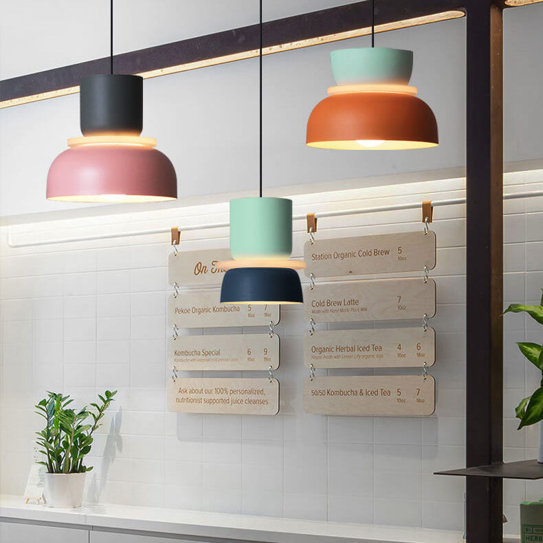 Macaron Two Tone Pendant Light with Layered Shade