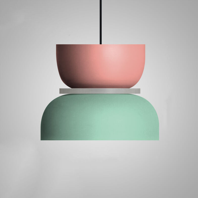 Macaron Two Tone Pendant Light with Layered Shade