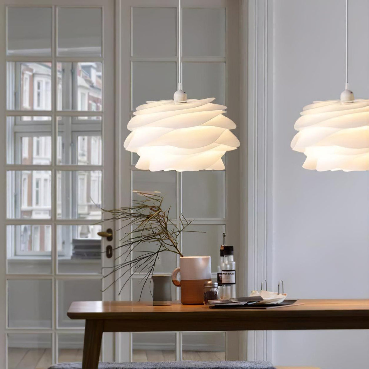 Scandi Flower Petal Pendant Light in White PVC