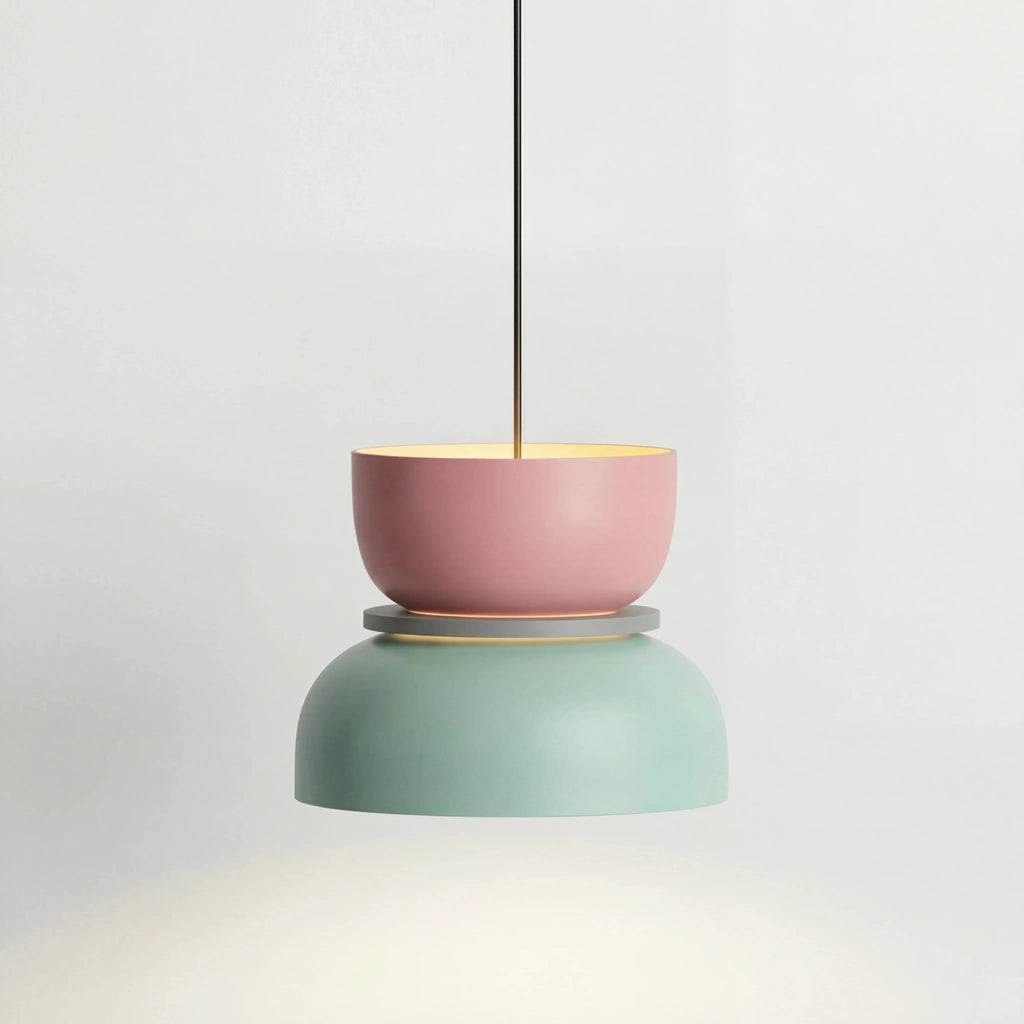 Scandi Colour Block Pendant Light, E27, Compact Shade
