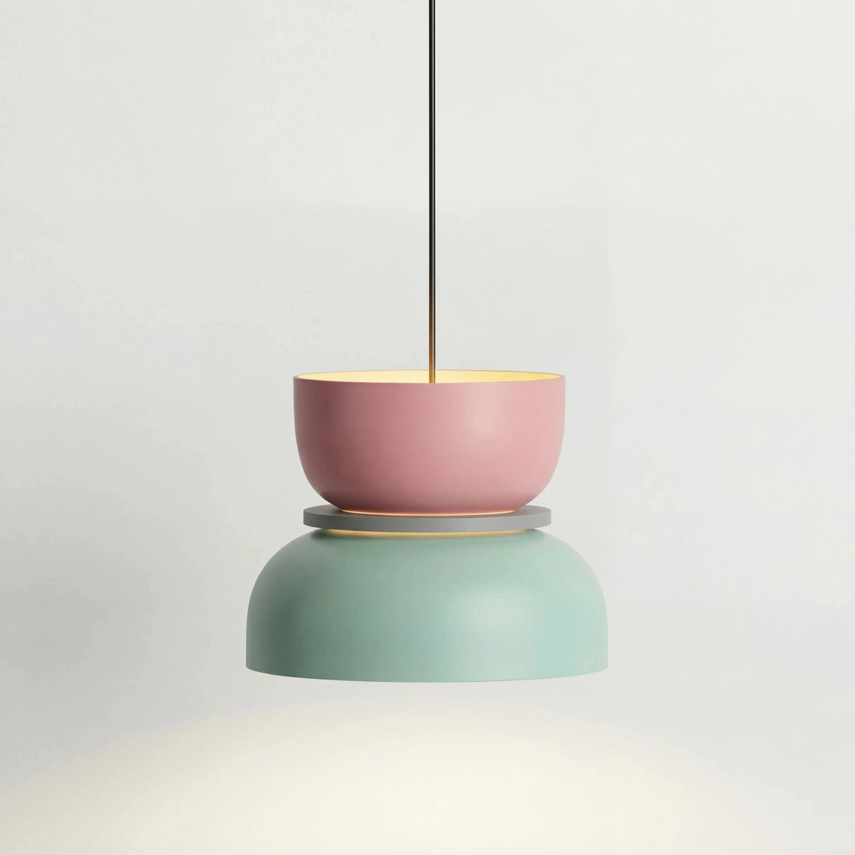 Scandi Colour Block Pendant Light, E27, Compact Shade