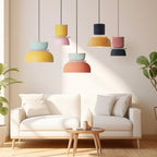 Scandi Colour Block Pendant Light, E27, Compact Shade
