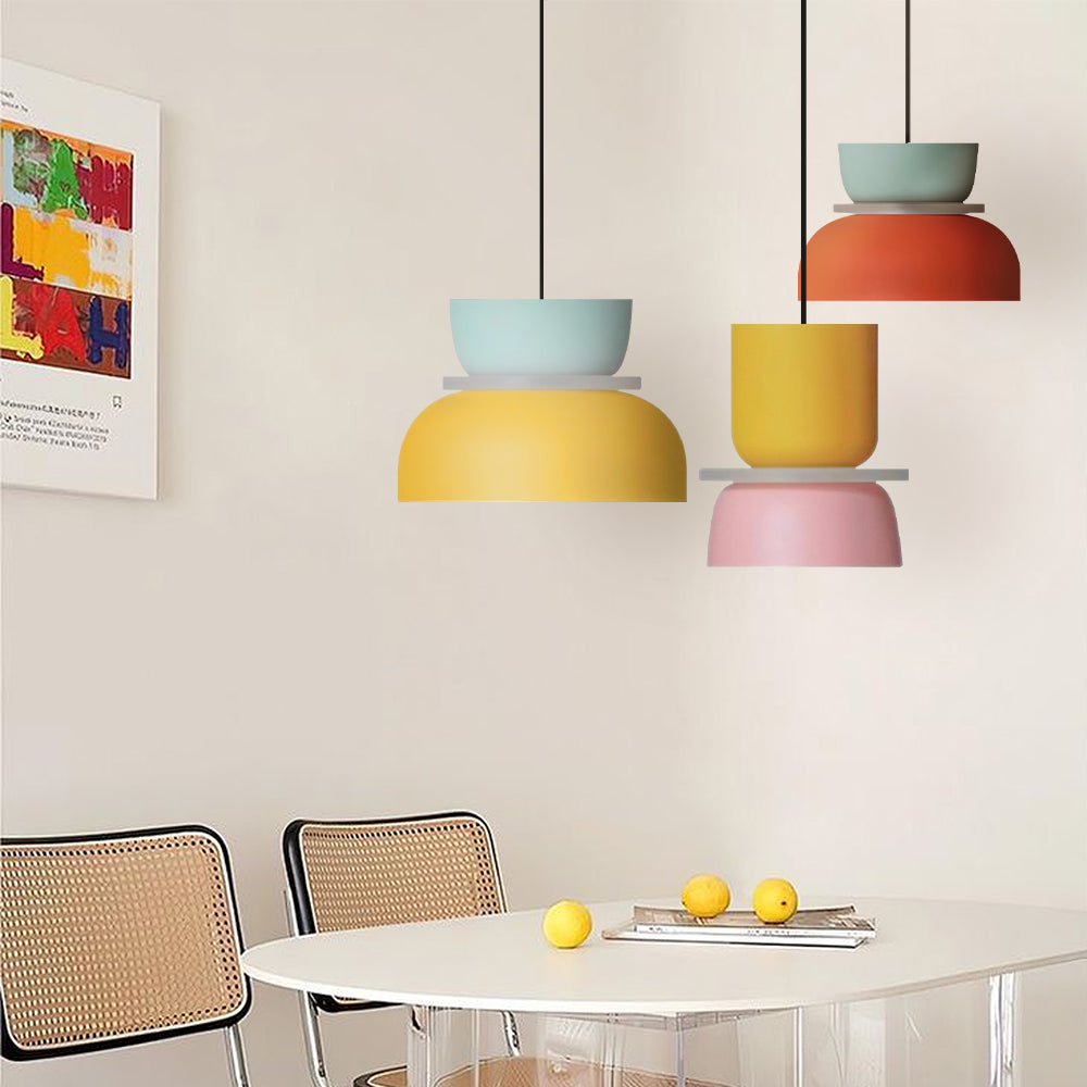 Scandi Colour Block Pendant Light, E27, Compact Shade