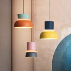 Scandi Colour Block Pendant Light, E27, Compact Shade
