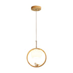 Scandi Wood Ring Pendant Light with Bird Detail, 3 Colour Temps